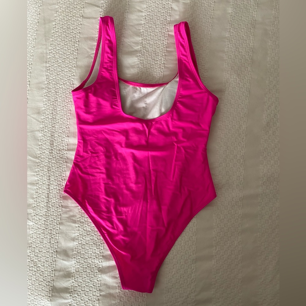 One Piece Retro U Back Swimsuits Tummy Control Padding Bathing Suit High Cut - Picture 13 of 16